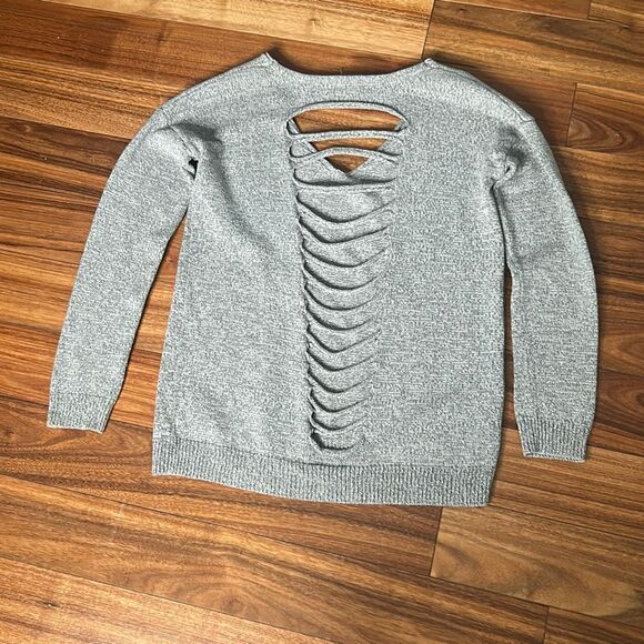 Express light gray sweater cut out open back grunge layering‎ biker - Picture 5 of 6